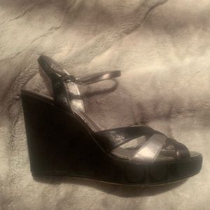 COACH Cece Black/Silver/Pewter Platform Sandals